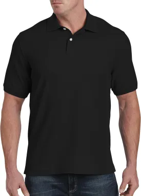 Harbor Bay by DXL Men's Big and Tall Piqu Polo Shirt, Tango Red Heather