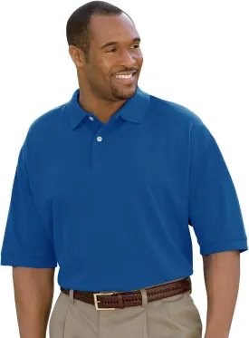 Harbor Bay by DXL Men's Big and Tall Piqu Polo Shirt, Tango Red Heather