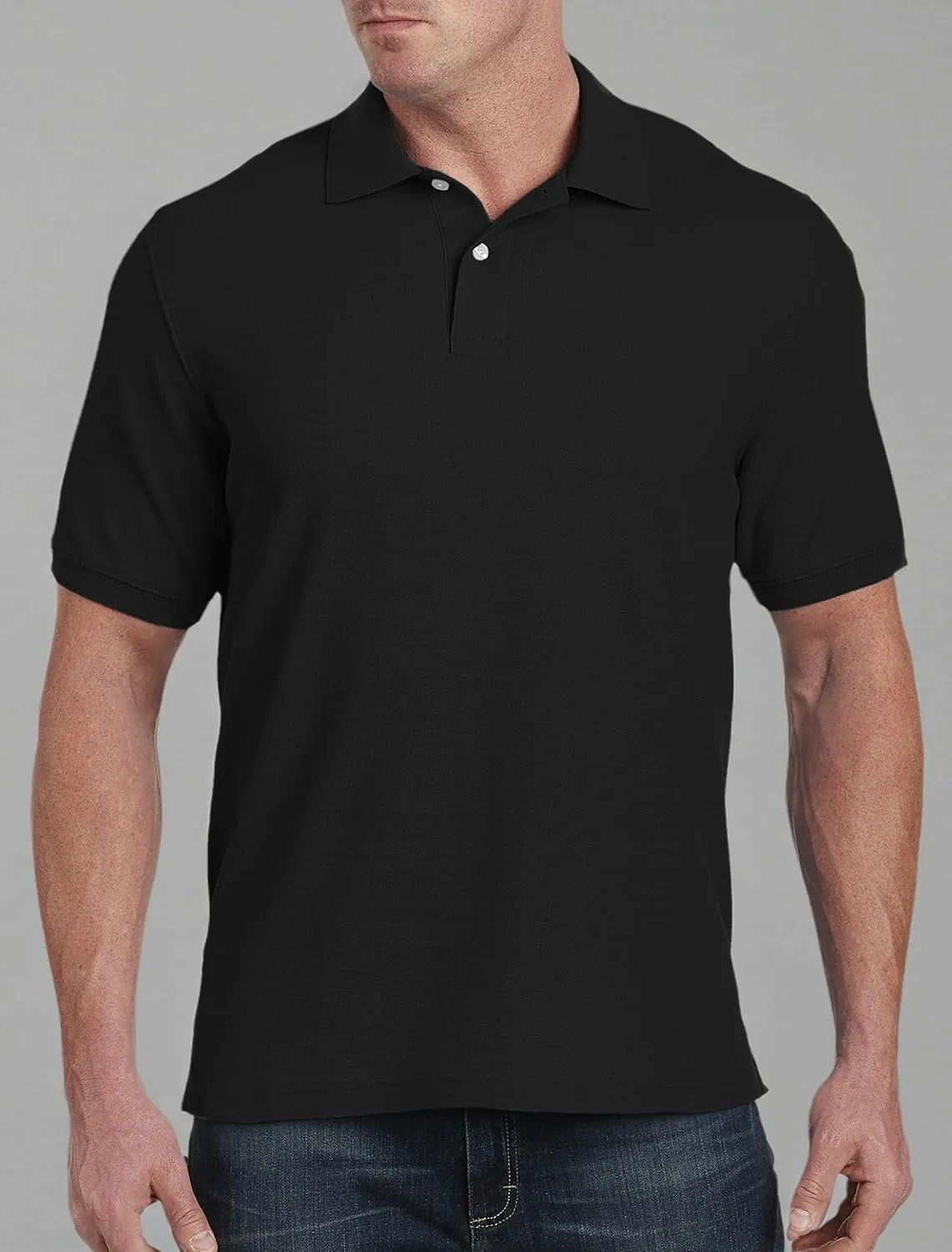 Harbor Bay by DXL Men's Big and Tall Piqu Polo Shirt, Tango Red Heather