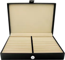 Honey Bear Men/Women's Cufflinks Jewelry Box - Faux Leather Display Case Storage Organizer Black, for Rings Earrings Tie Clips