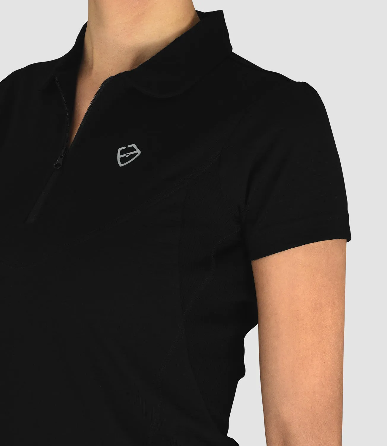 Isabella Merino Zip Neck Polo - Black