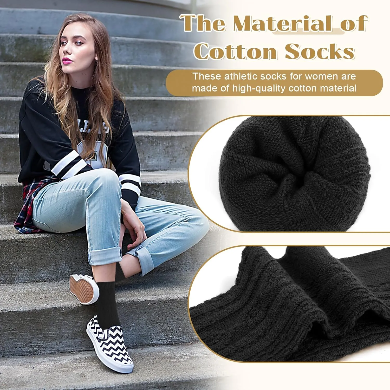 Justay Crew Socks for Women - Soft Knit Boot Calf Comfortable Cute Dress Cotton Socks Gifts