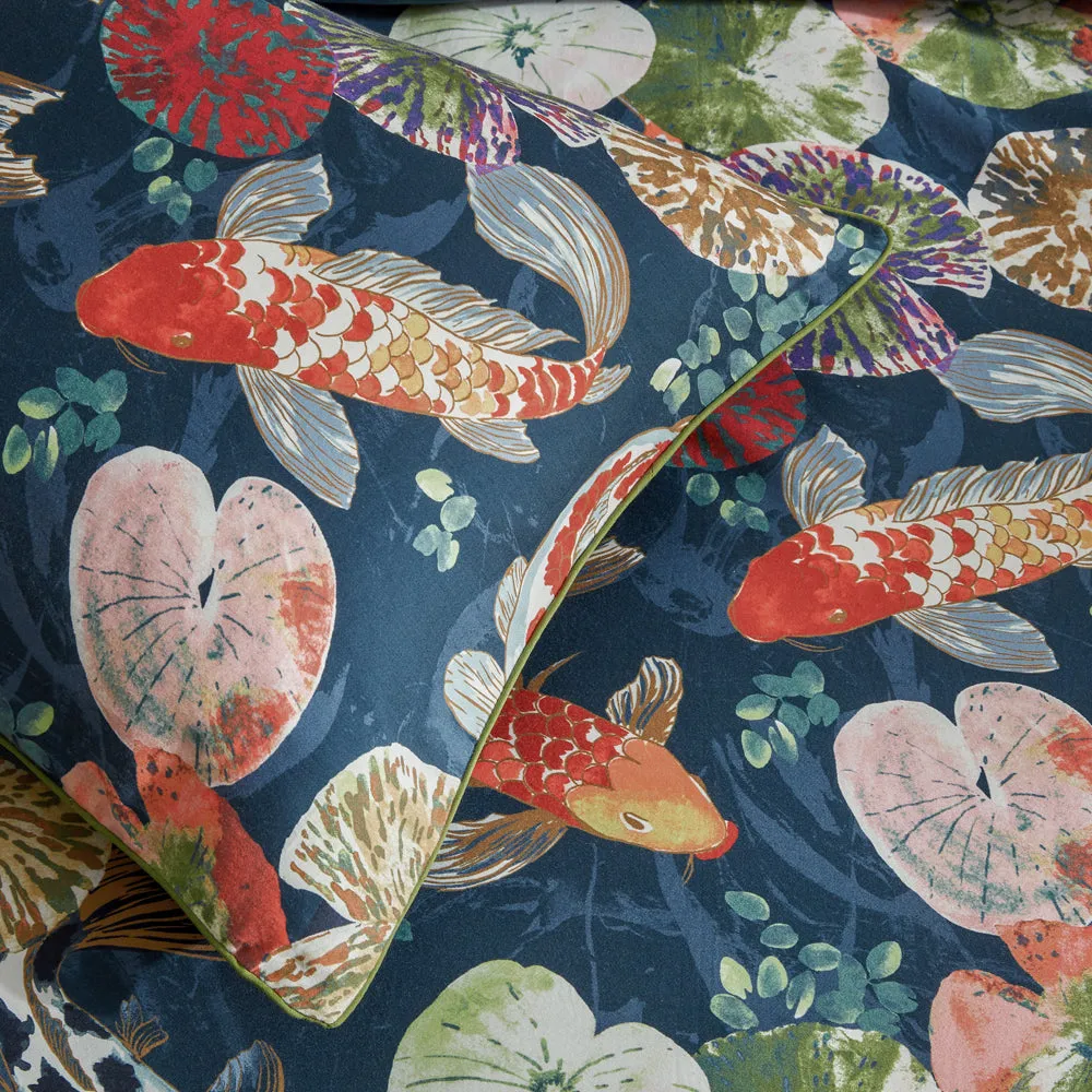 Koi Pond Reversible Duvet Cover Set Midnight