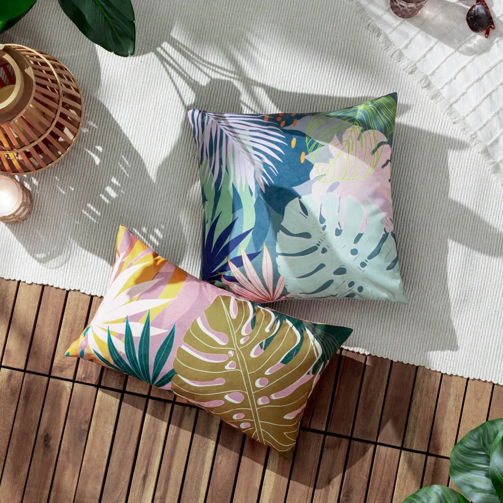 Leafy Outdoor Cushion Teal