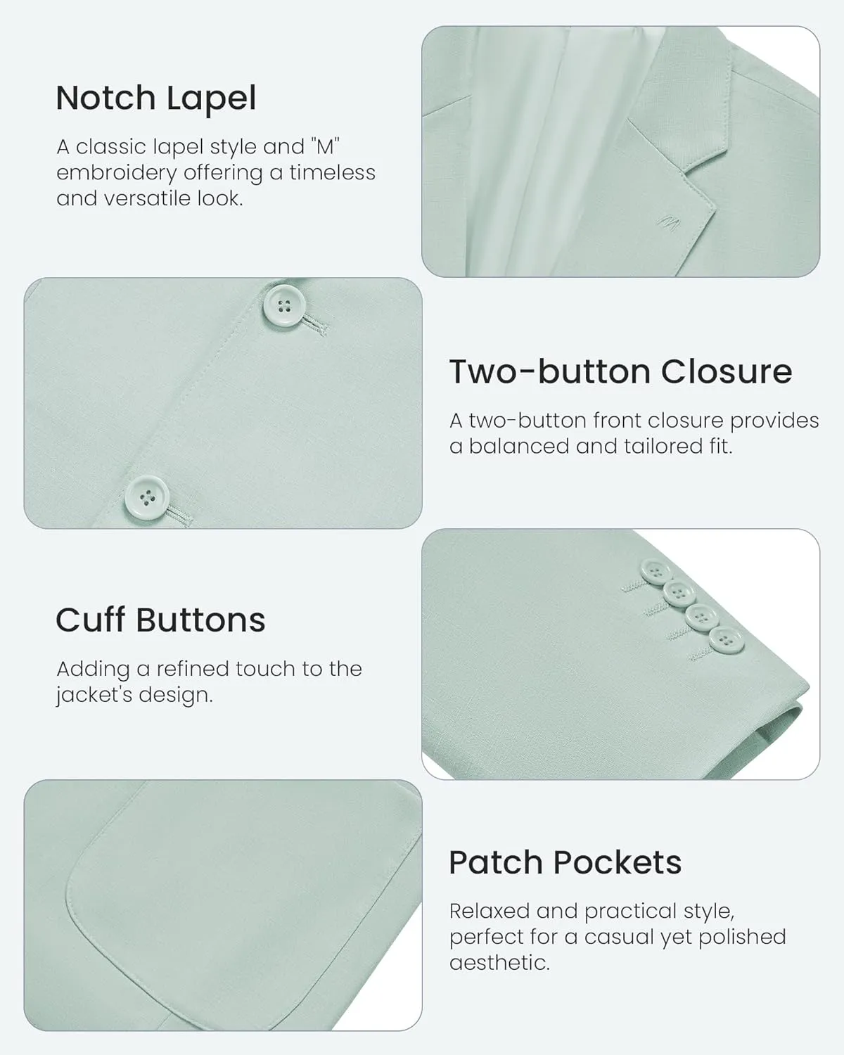 MAGE MALE Mens Blazer Casual Linen Sport Coat Lightweight Two Buttons Suit Jackets