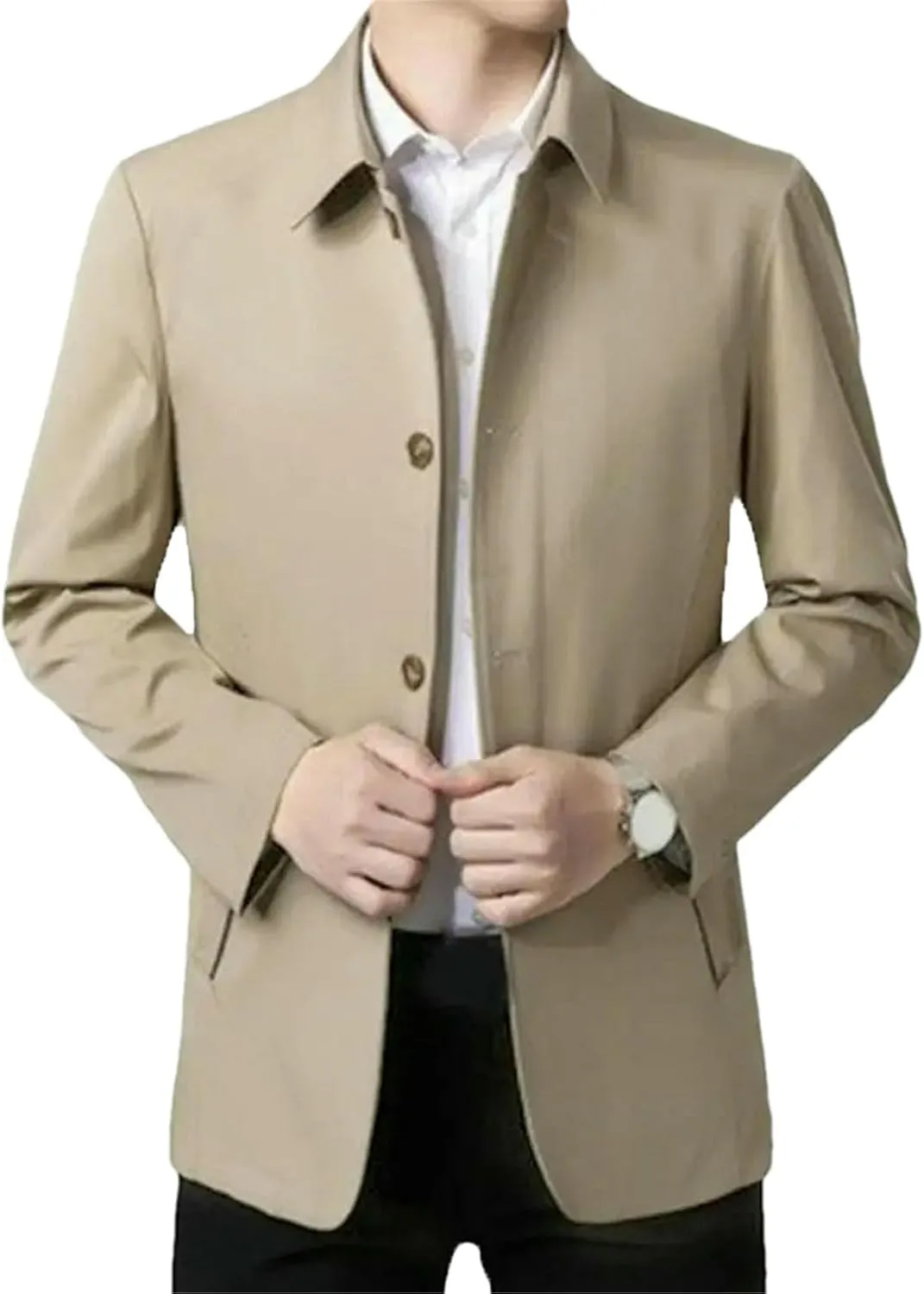 Men Casual Business Lapel Windbreak Jackets Spring Business Casual Coat
