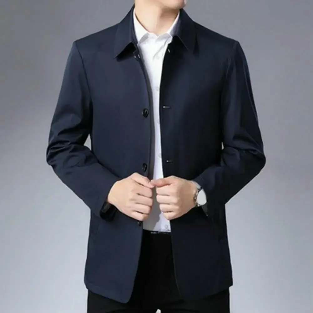 Men Casual Business Lapel Windbreak Jackets Spring Business Casual Coat