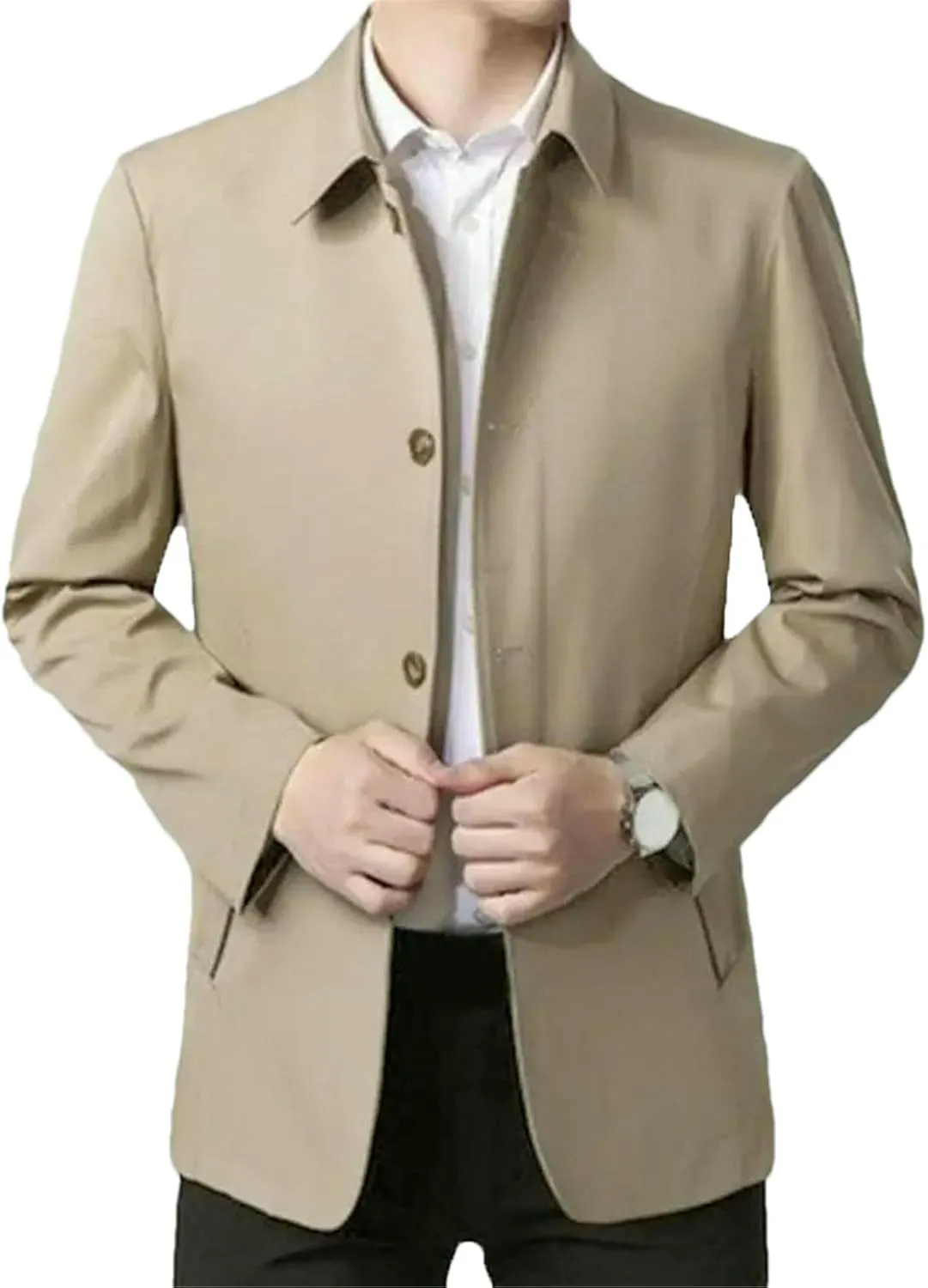 Men Casual Business Lapel Windbreak Jackets Spring Business Casual Coat