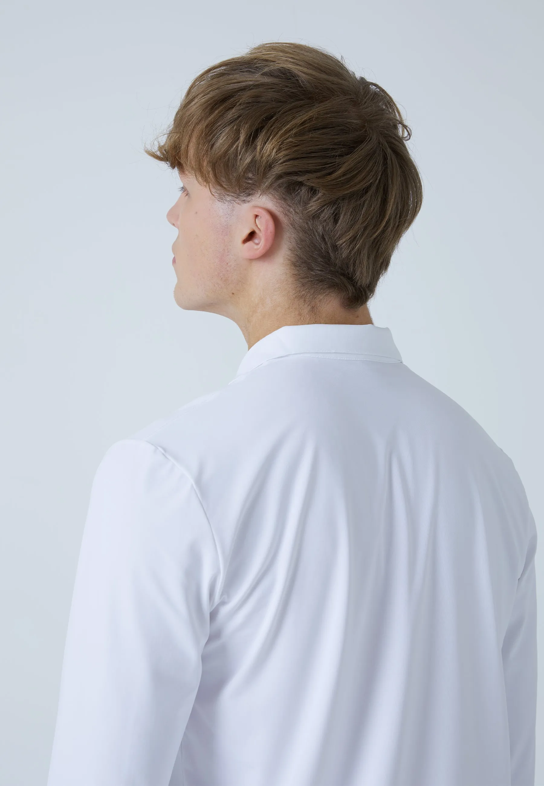 Men Tennis Longsleeve Polo Shirt, white