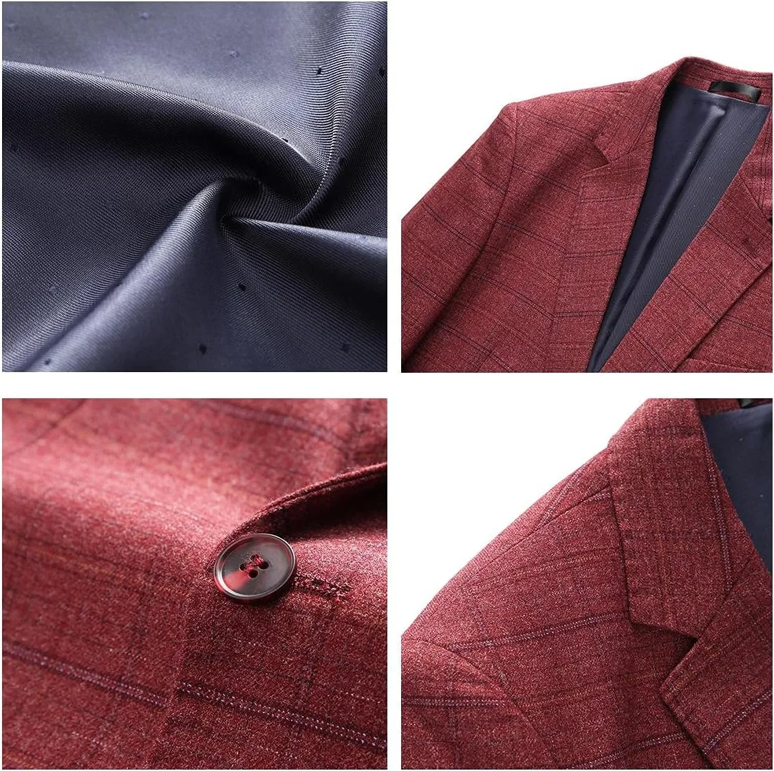 Mens Plaid Blazer Sports Coat Casual Slim Fit Checkered Blazer for Men Wedding