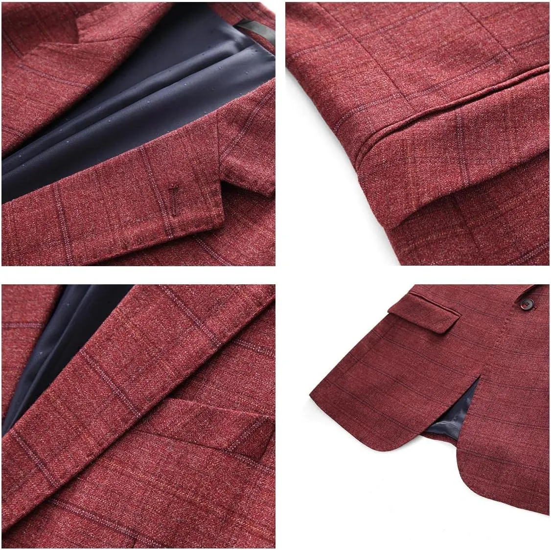Mens Plaid Blazer Sports Coat Casual Slim Fit Checkered Blazer for Men Wedding