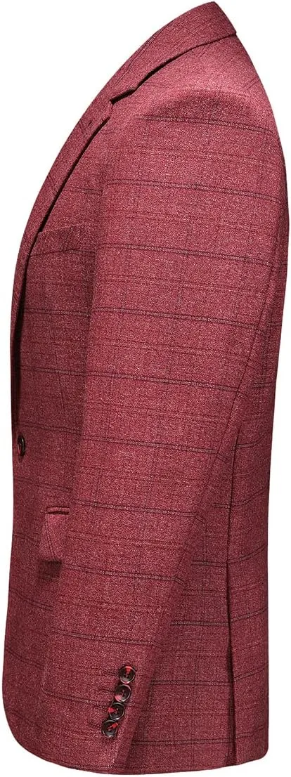 Mens Plaid Blazer Sports Coat Casual Slim Fit Checkered Blazer for Men Wedding