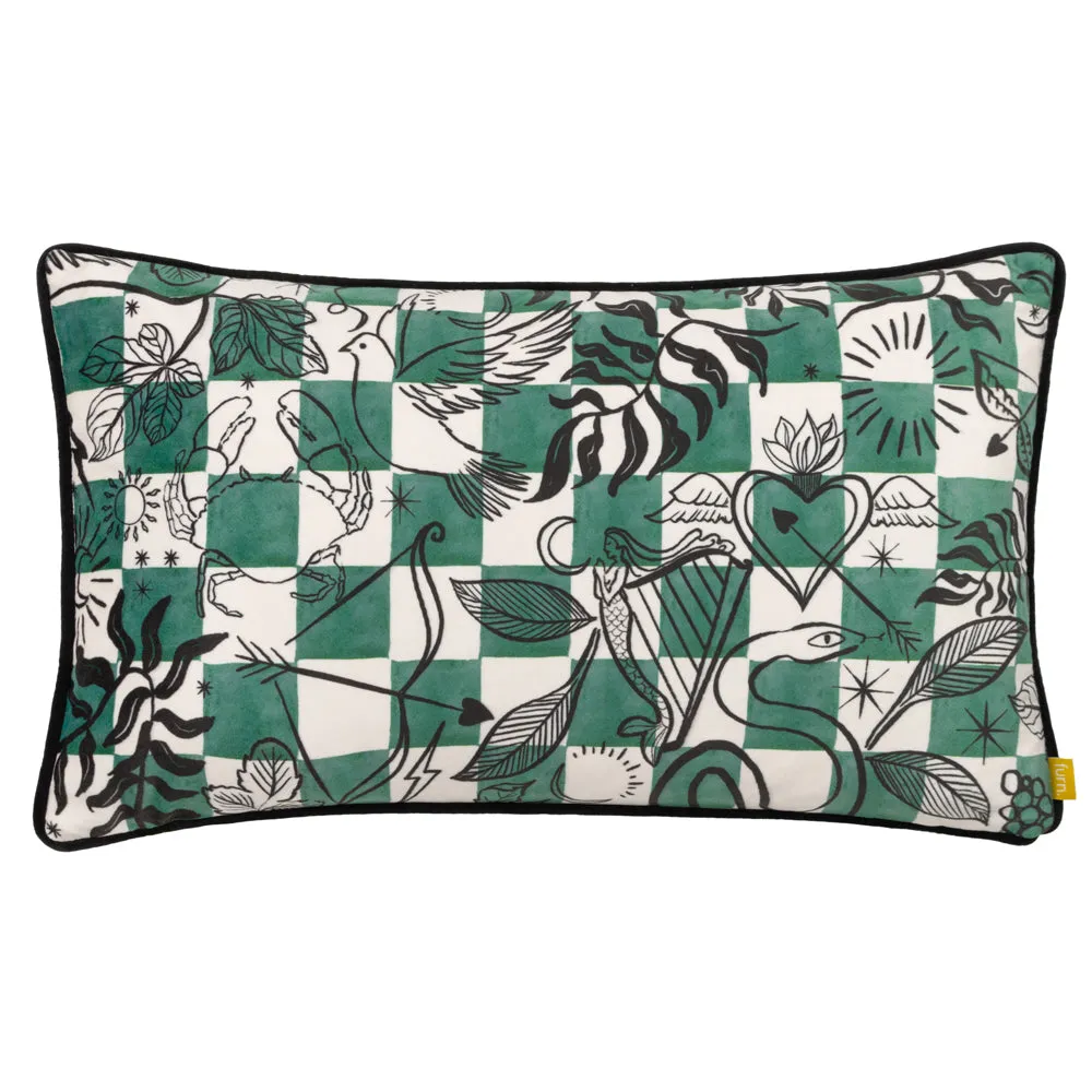 Mythos Checkerboard Cushion Green/Natural