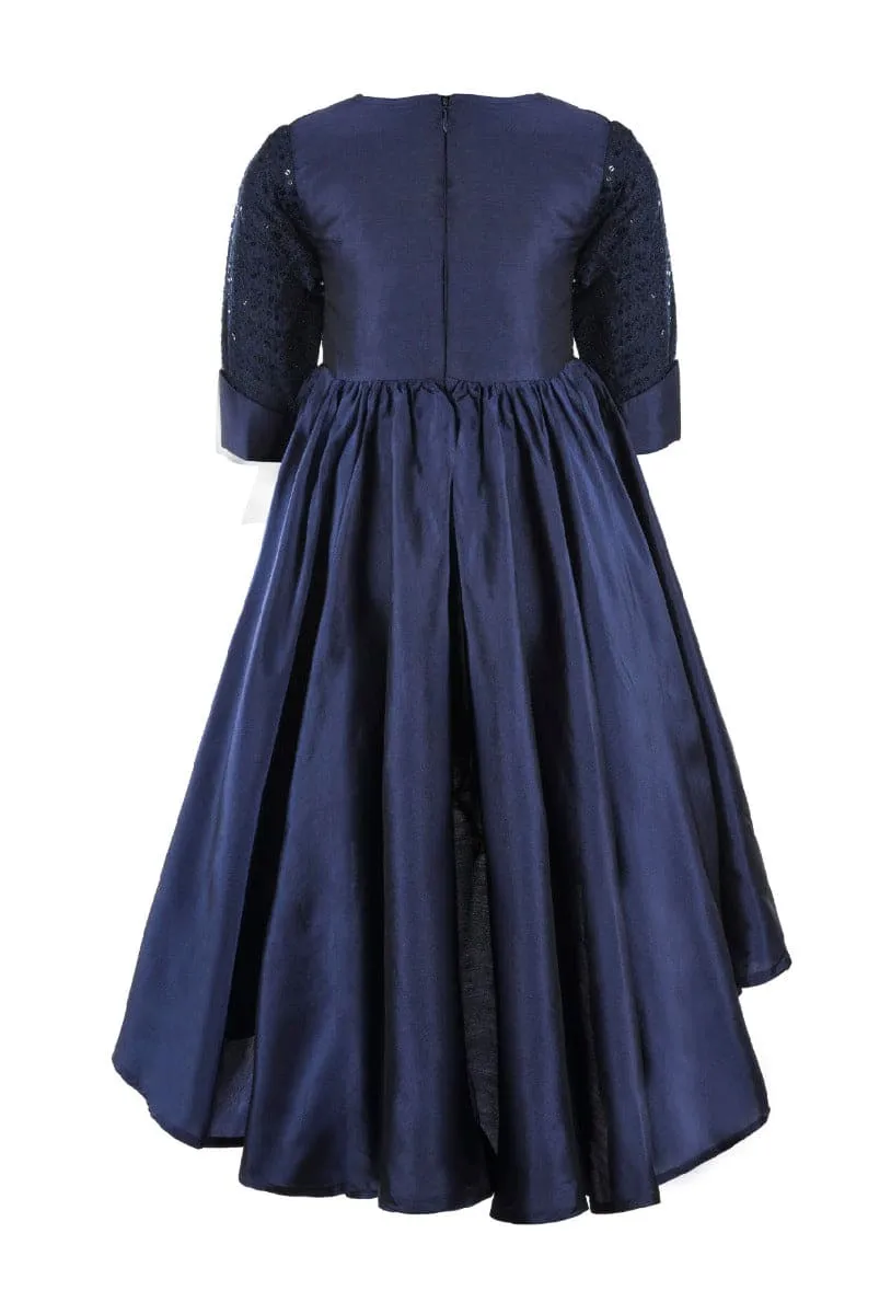 Navy Blue Dress with Net