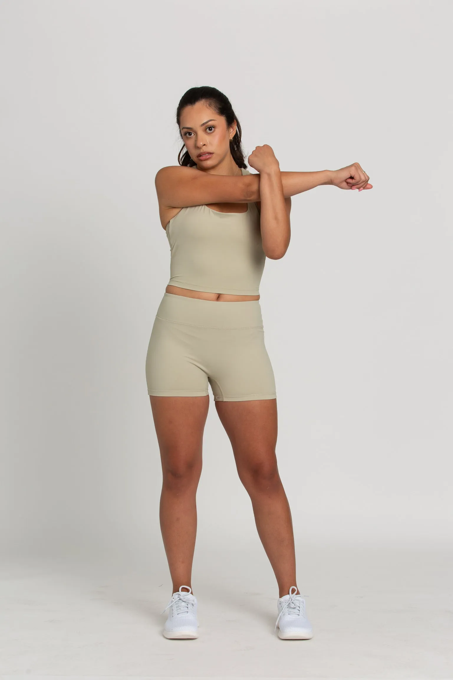 Pale Moss Zipper Spandex Shorts