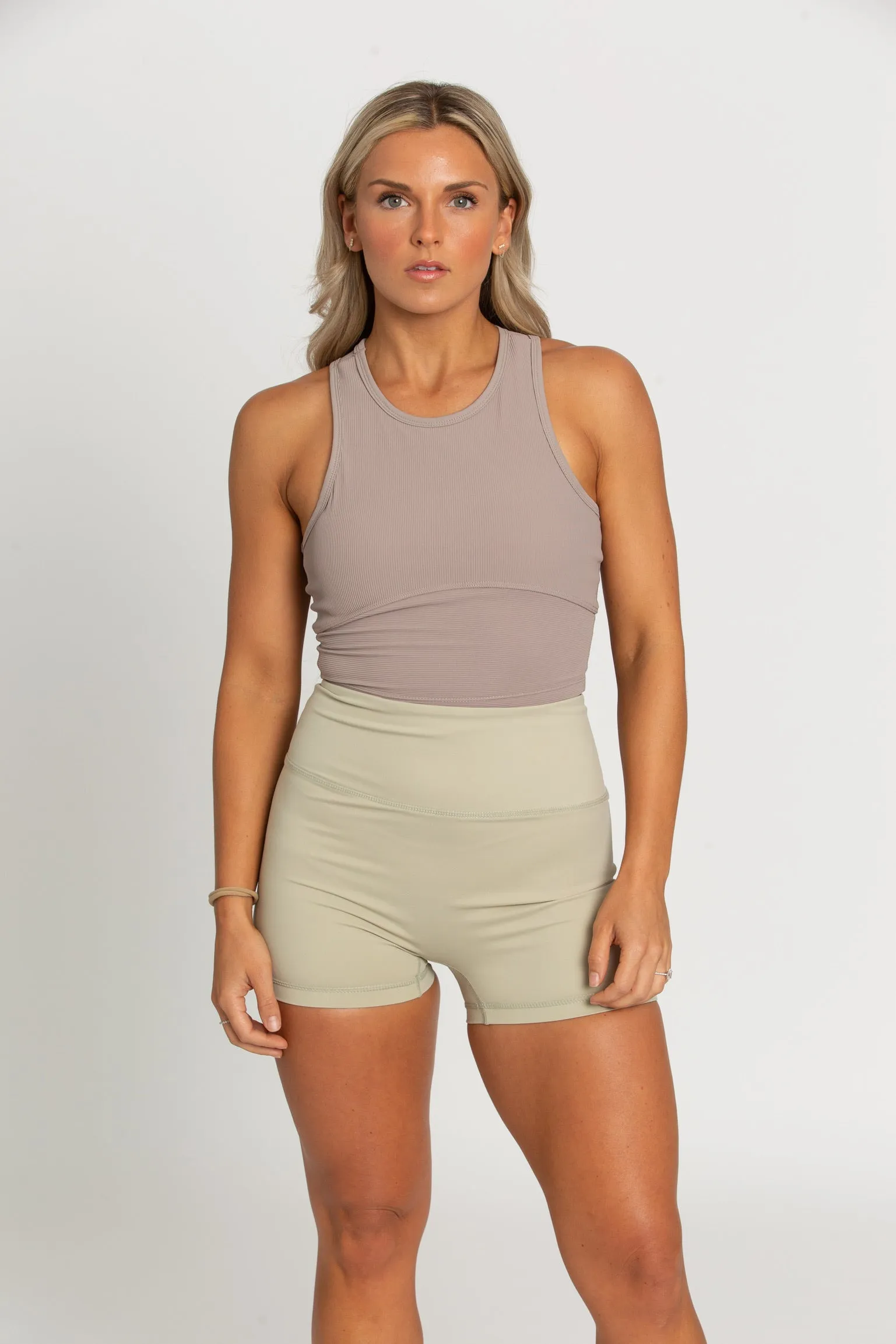 Pale Moss Zipper Spandex Shorts