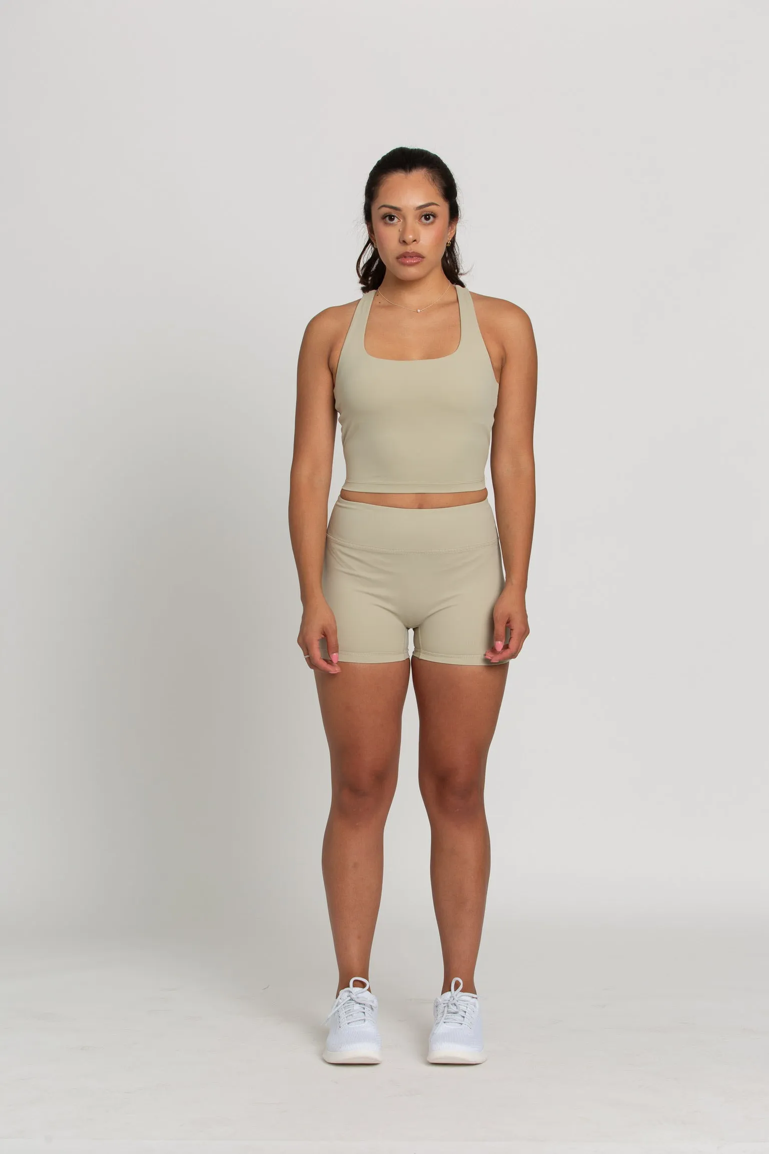 Pale Moss Zipper Spandex Shorts