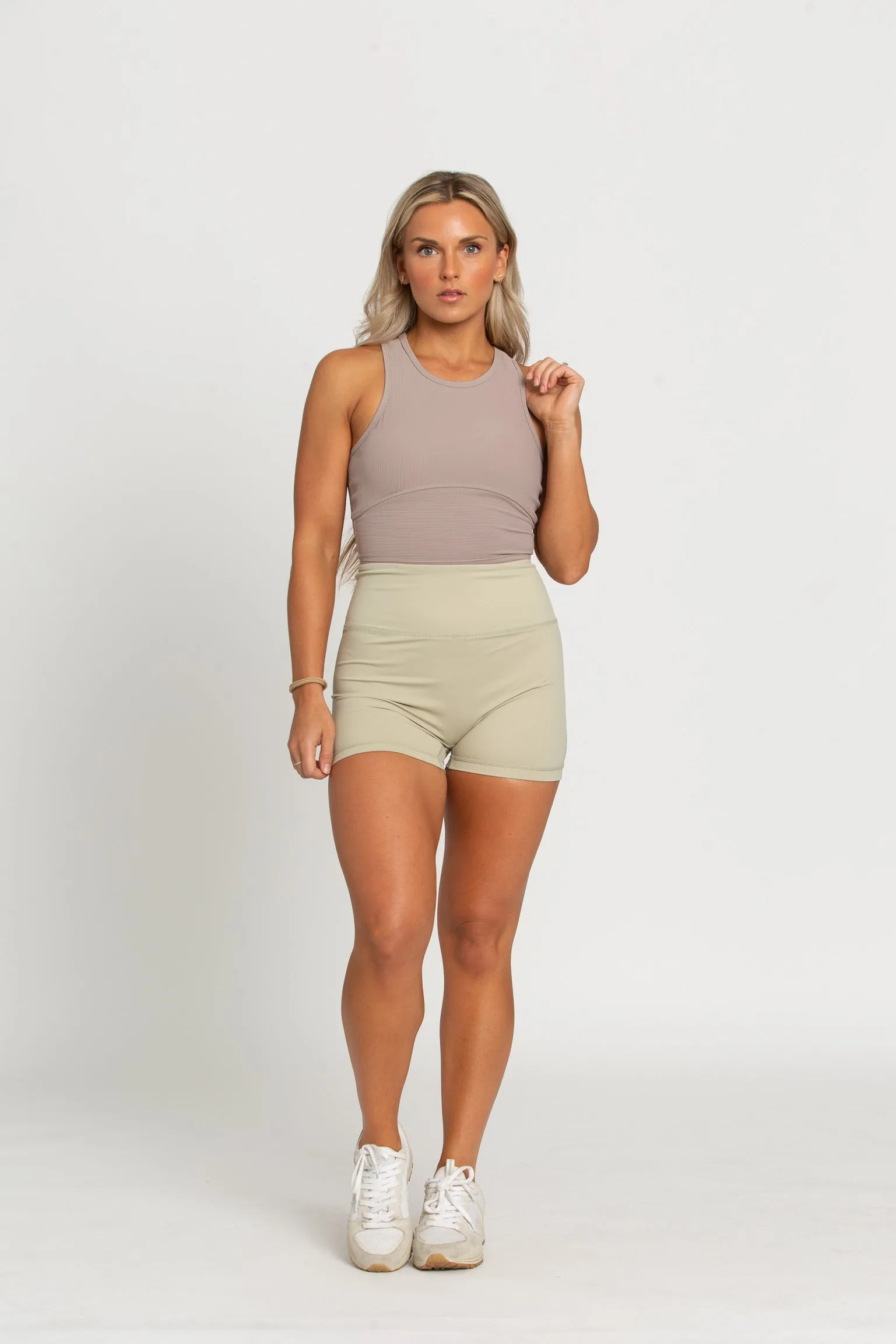 Pale Moss Zipper Spandex Shorts