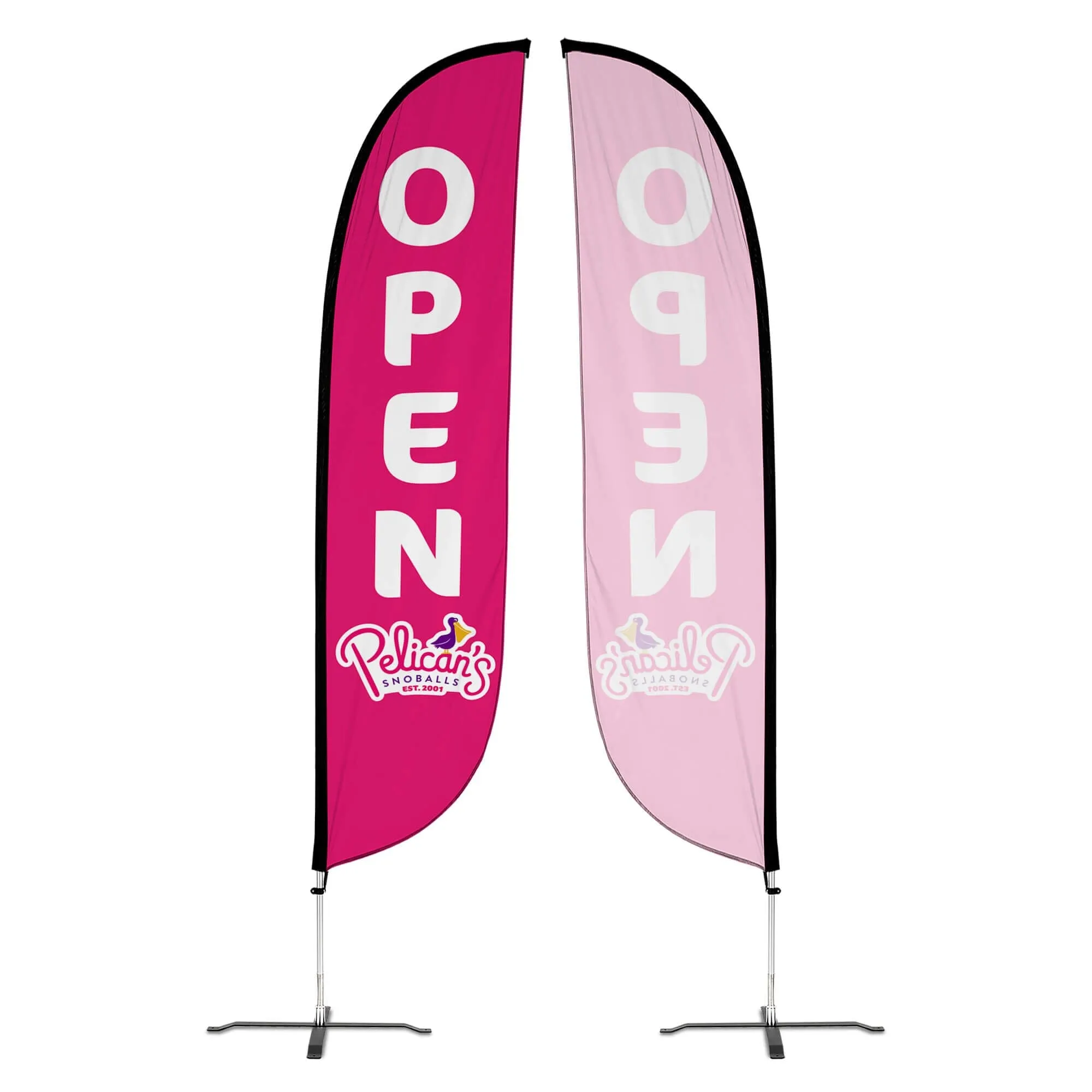 Pelican's Snoballs "Open" 12ft Feather Flag