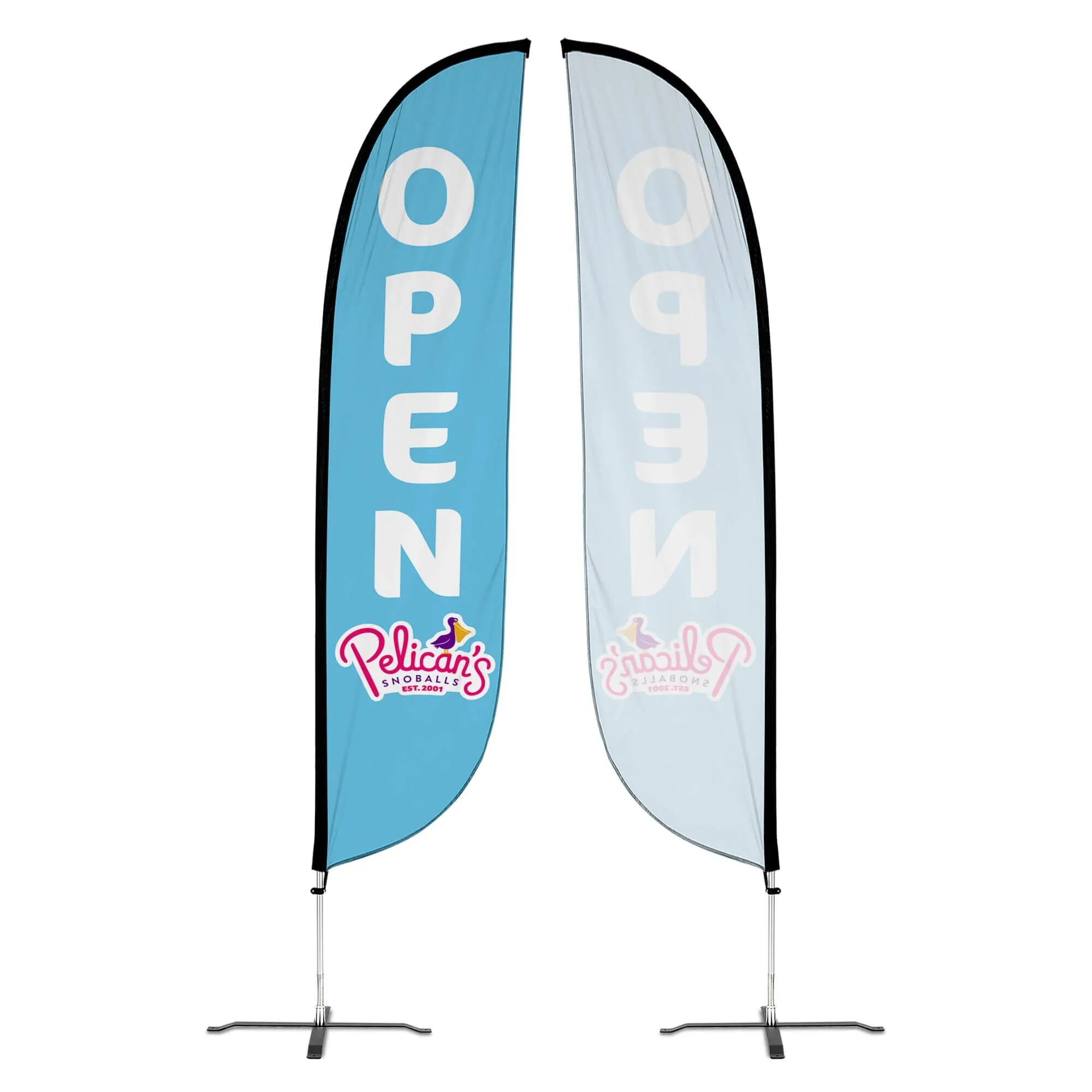 Pelican's Snoballs "Open" 12ft Feather Flag