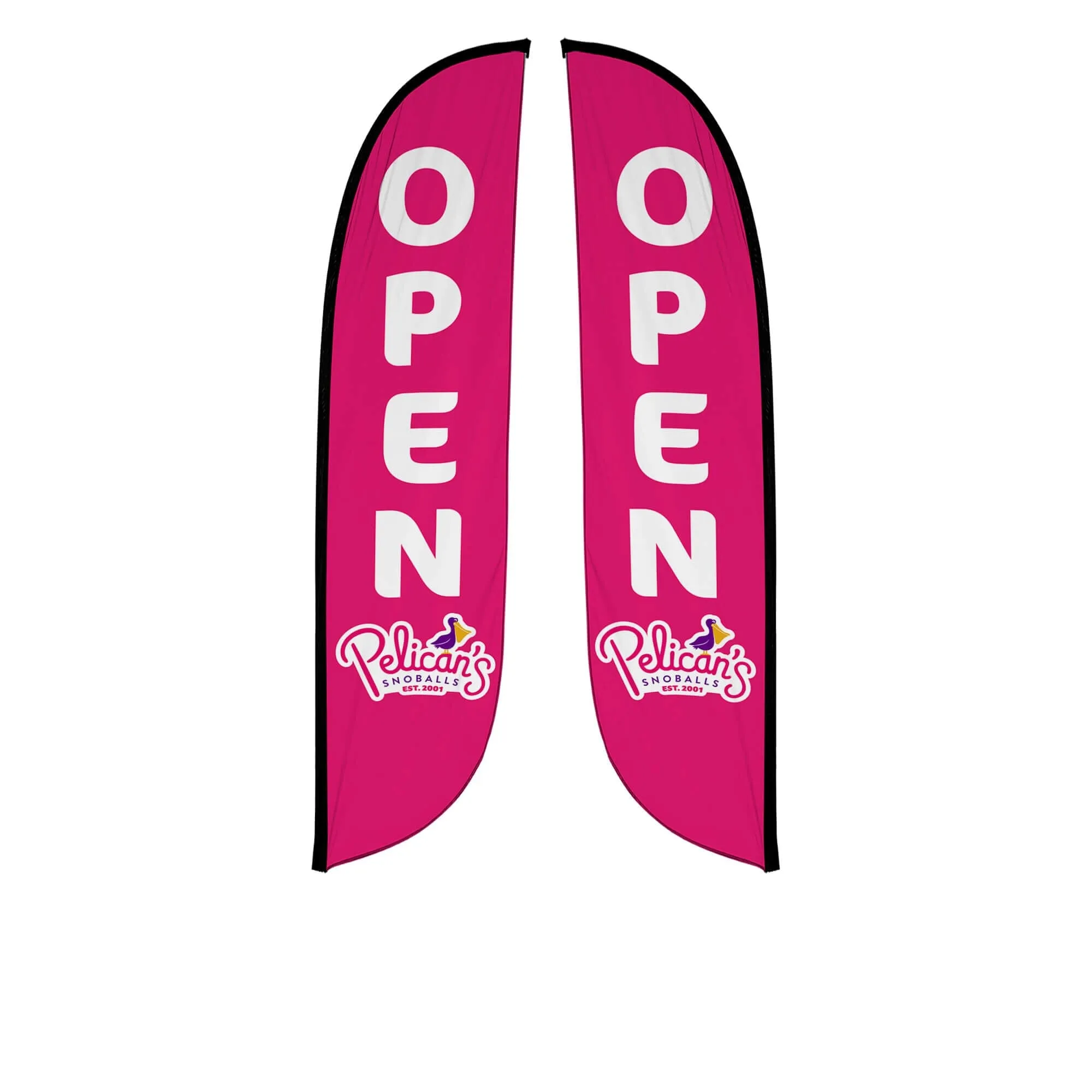 Pelican's Snoballs "Open" 12ft Feather Flag