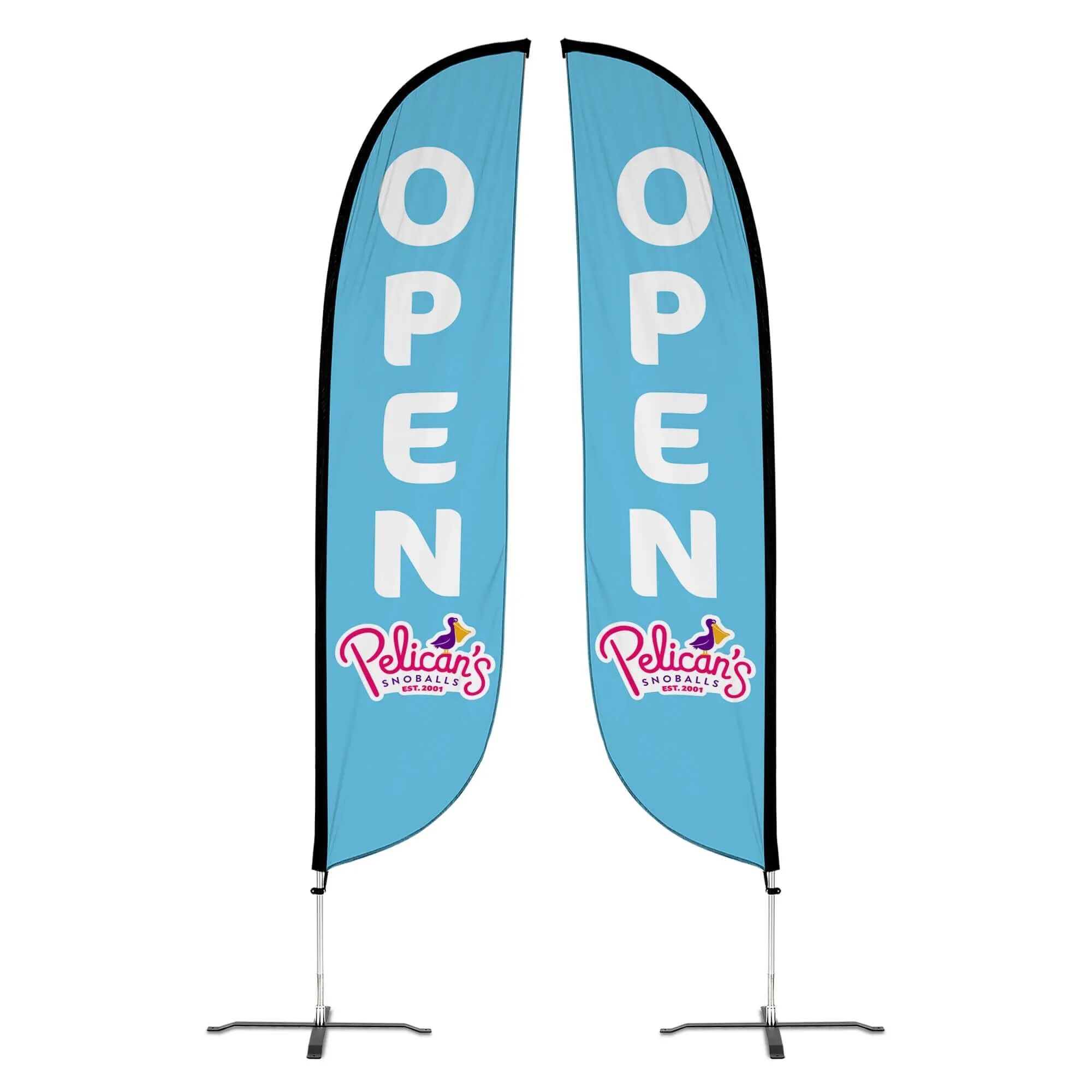 Pelican's Snoballs "Open" 12ft Feather Flag