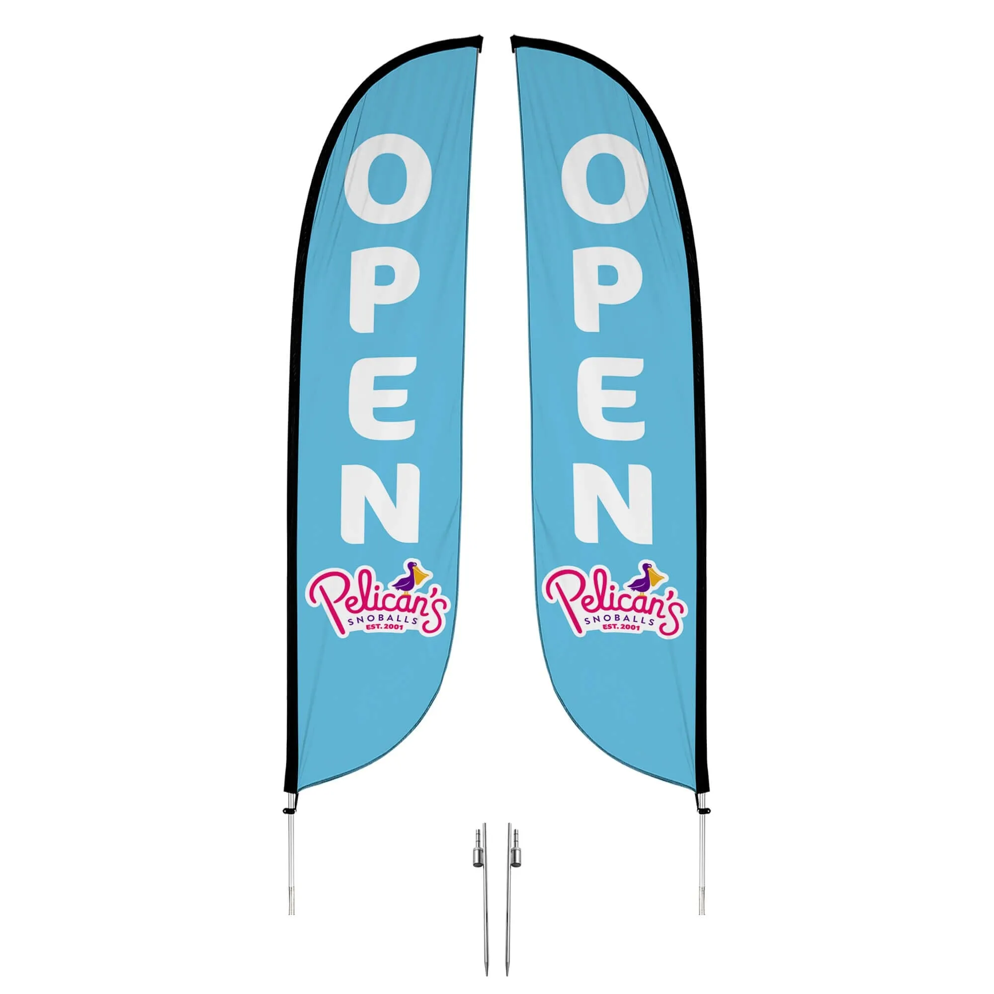 Pelican's Snoballs "Open" 12ft Feather Flag