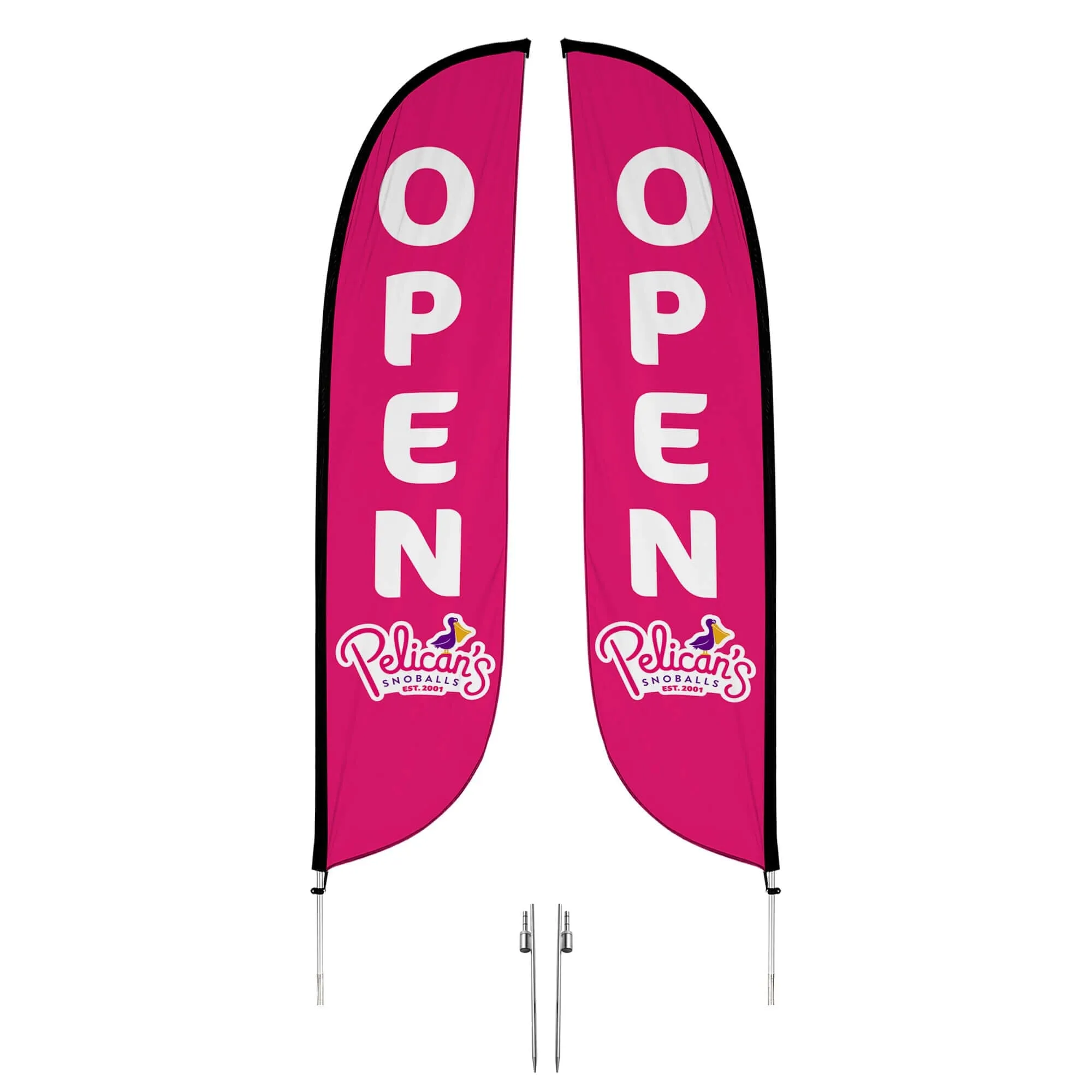 Pelican's Snoballs "Open" 12ft Feather Flag