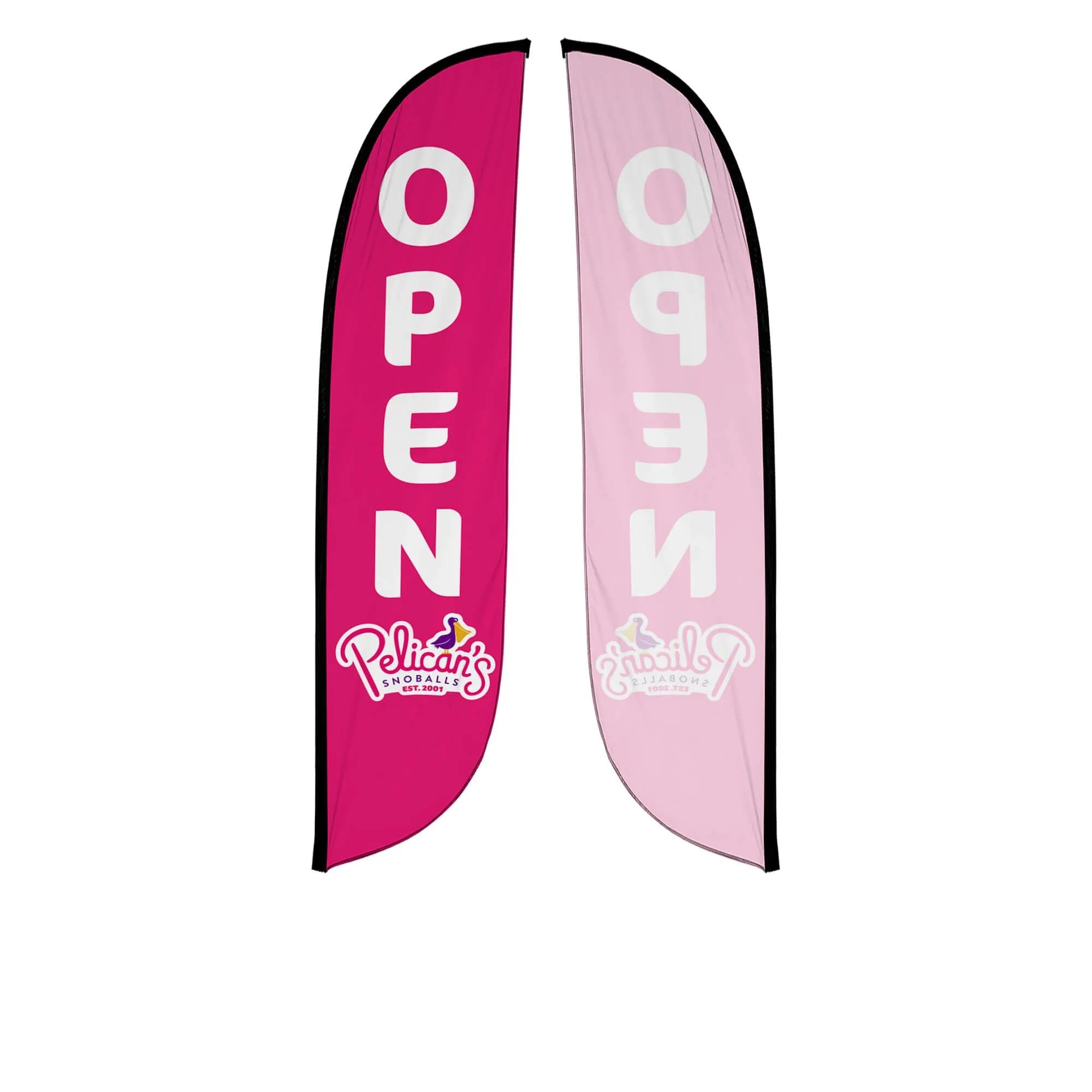Pelican's Snoballs "Open" 12ft Feather Flag