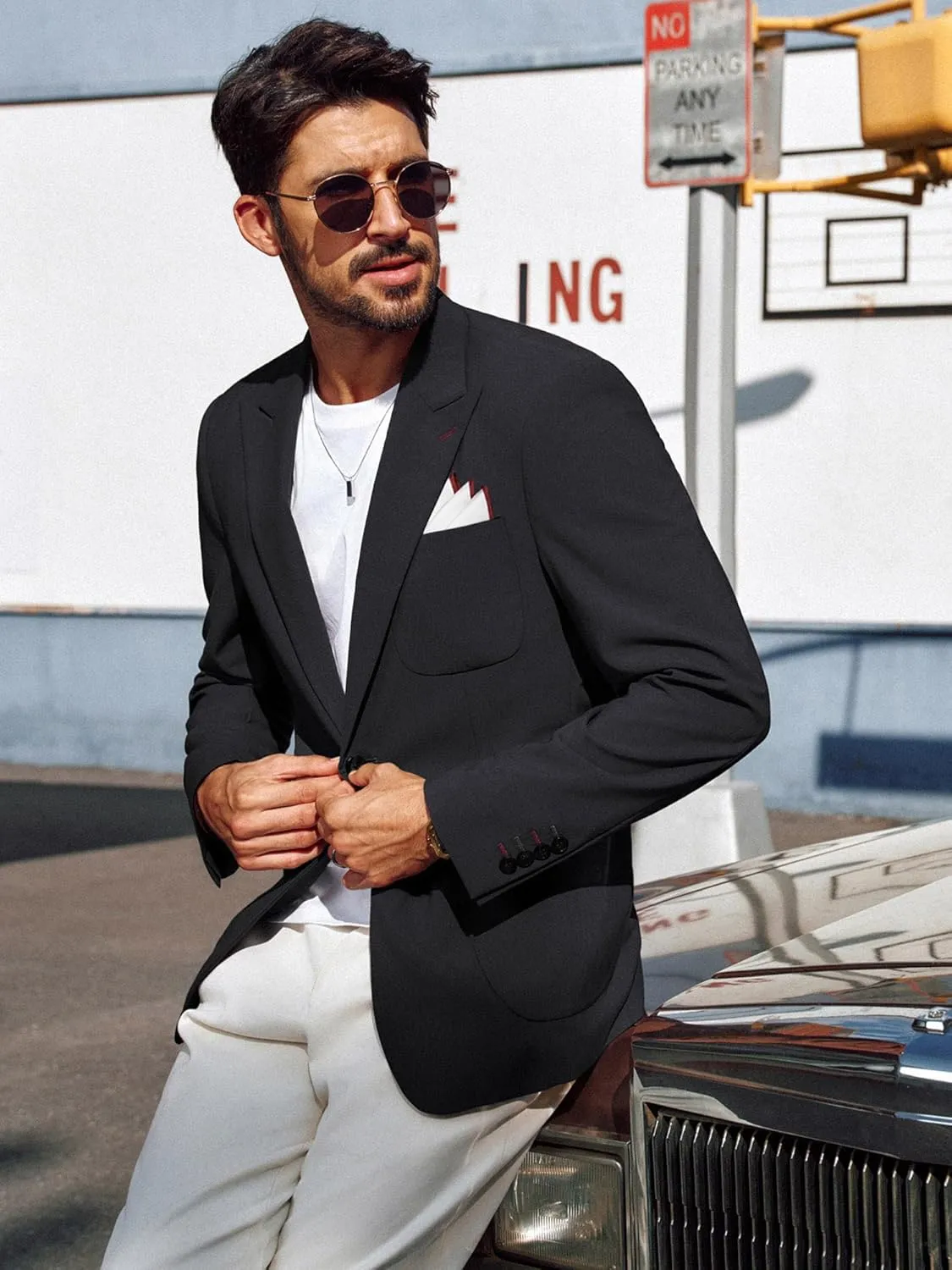 PJ PAUL JONES Mens Blazer Casual Sport Coats Regular Fit Two Button Suit Jacket Lightweight Sports Jacket