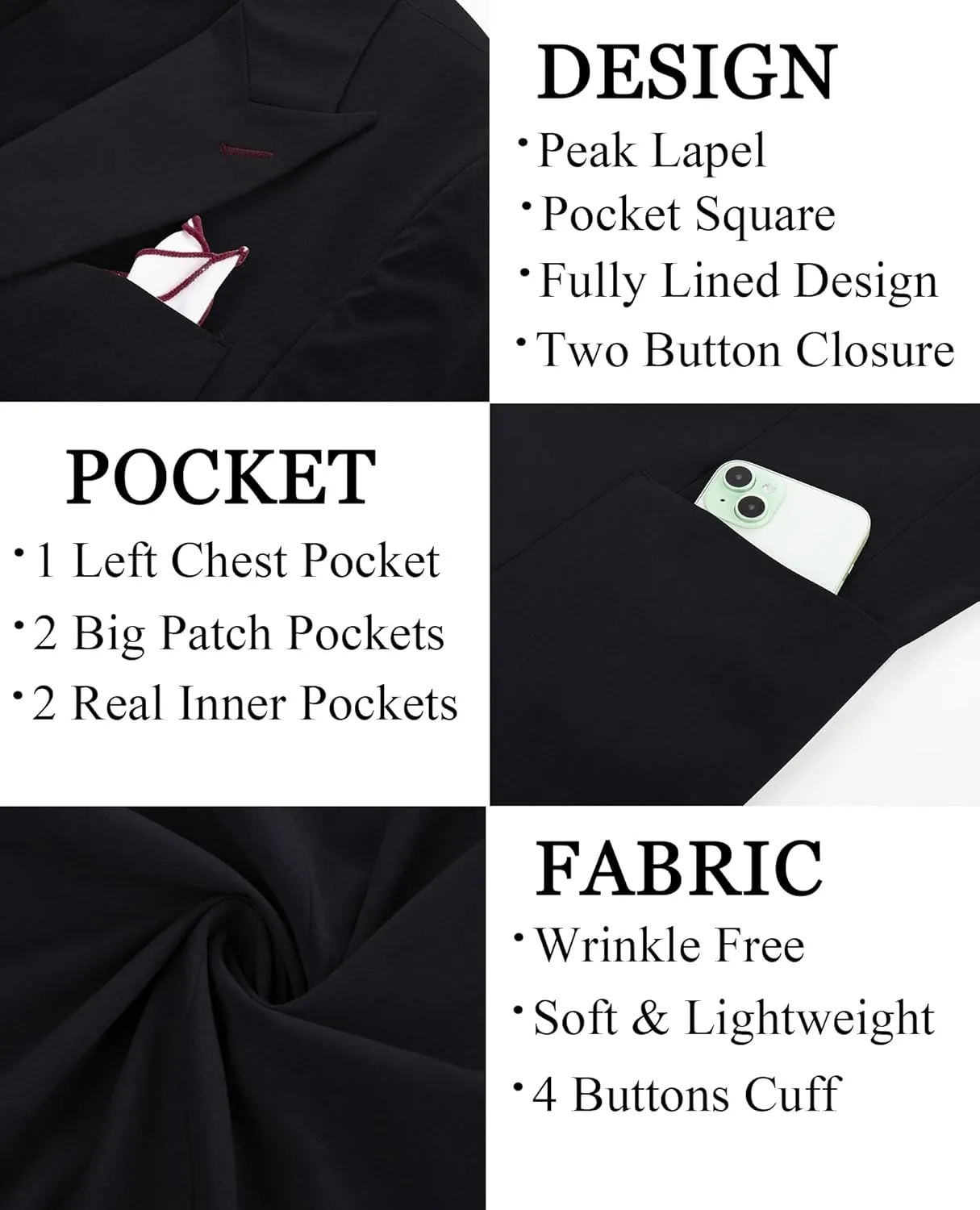 PJ PAUL JONES Mens Blazer Casual Sport Coats Regular Fit Two Button Suit Jacket Lightweight Sports Jacket