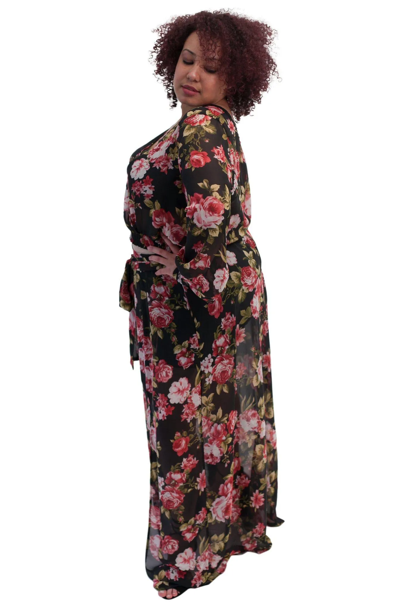 Primrose chiffon floral print wrap blouse