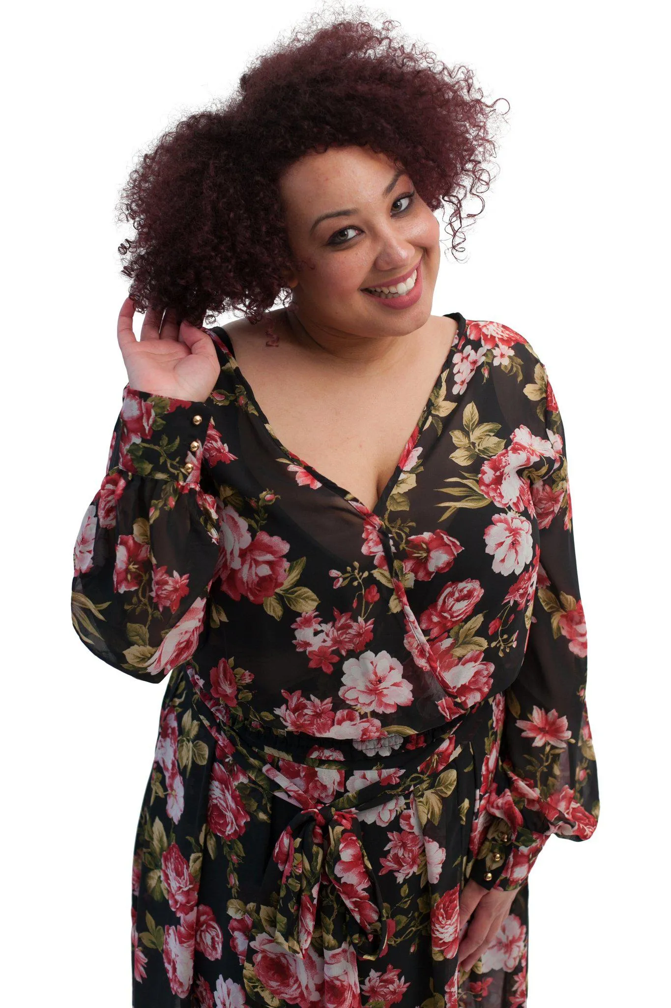 Primrose chiffon floral print wrap blouse