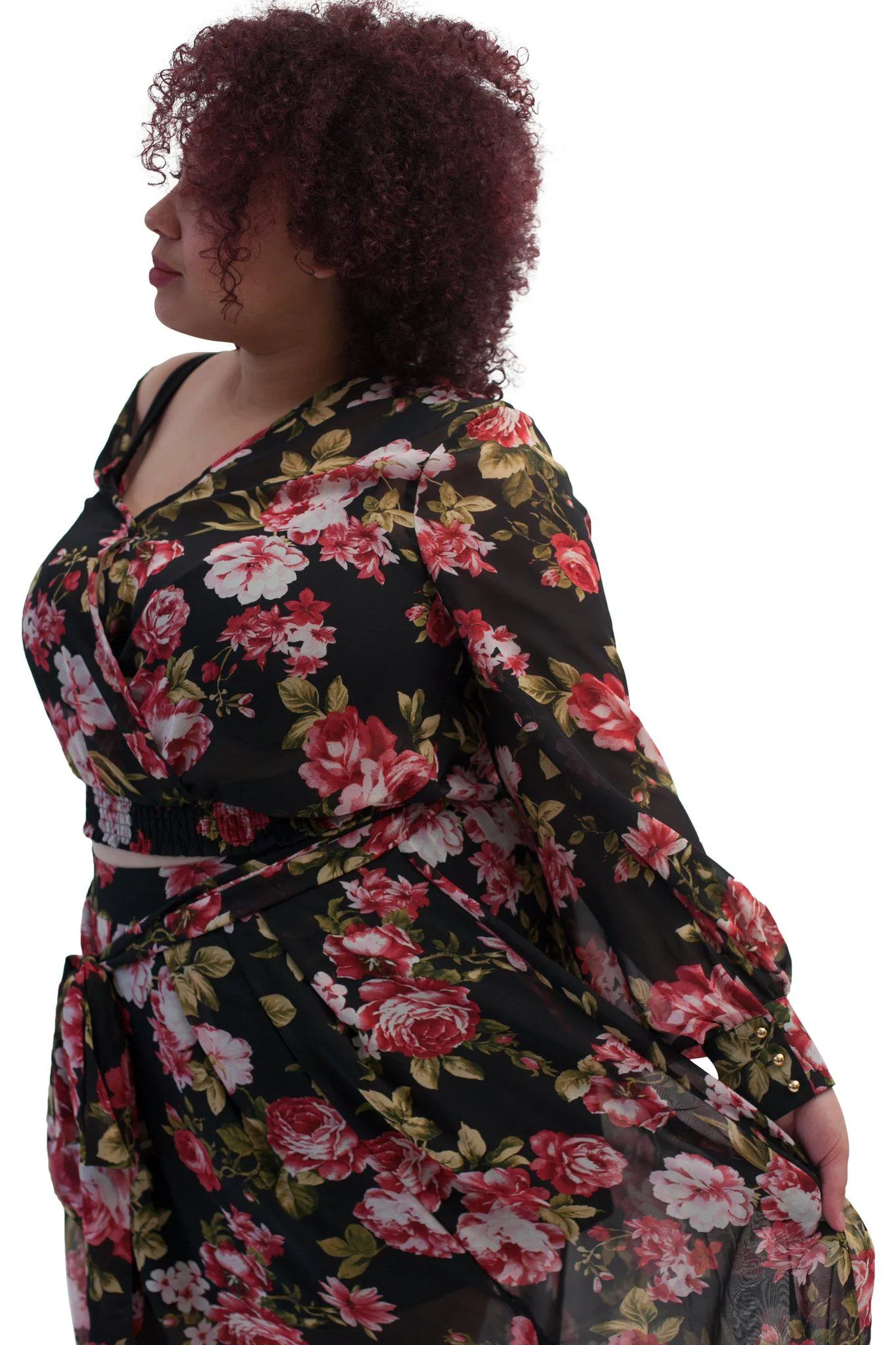 Primrose chiffon floral print wrap blouse