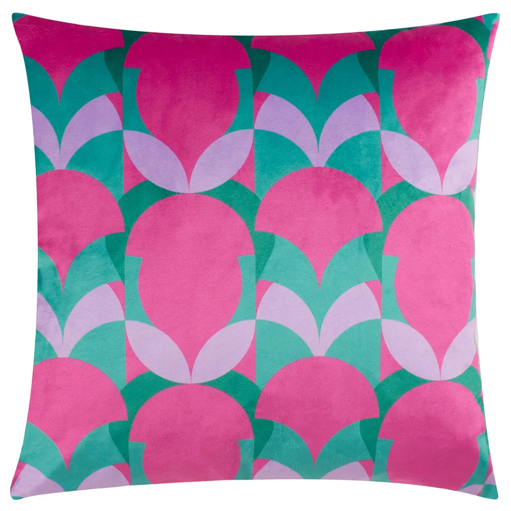 Raeya Art Deco Cushion Pink/Jade