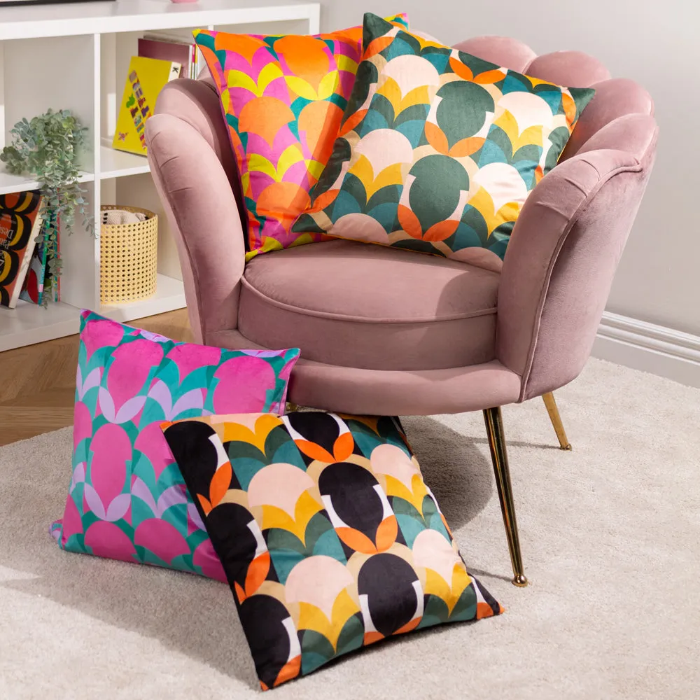Raeya Art Deco Cushion Pink/Jade
