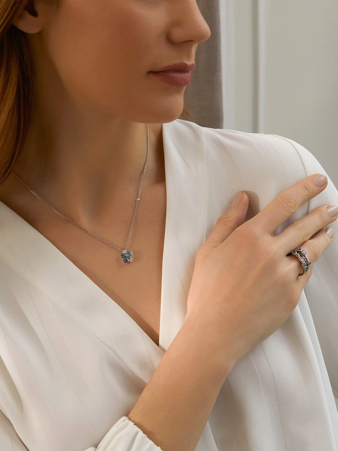 Raindance Watercolour White Gold Pendant and Ring Set