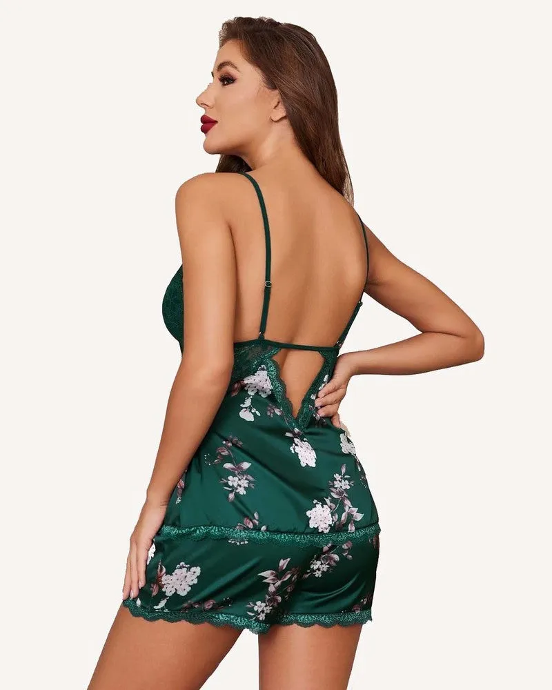 Satin Lace Camisole Pajamas Set