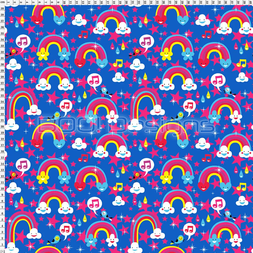 Spandex Happy Rainbow Blue