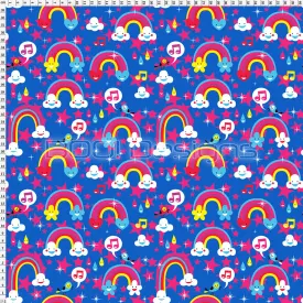 Spandex Happy Rainbow Blue