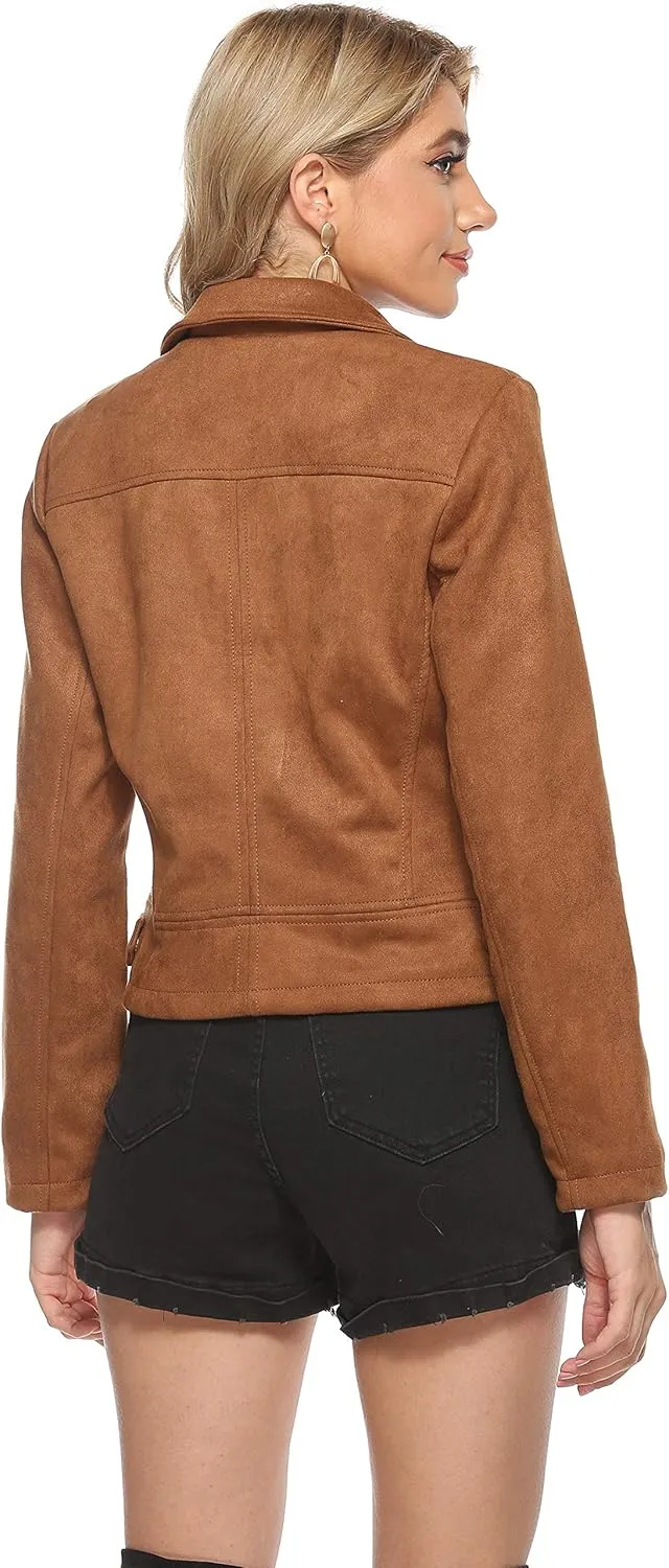 Tanming Women's Faux Leather Moto Biker Short Coat Jacket