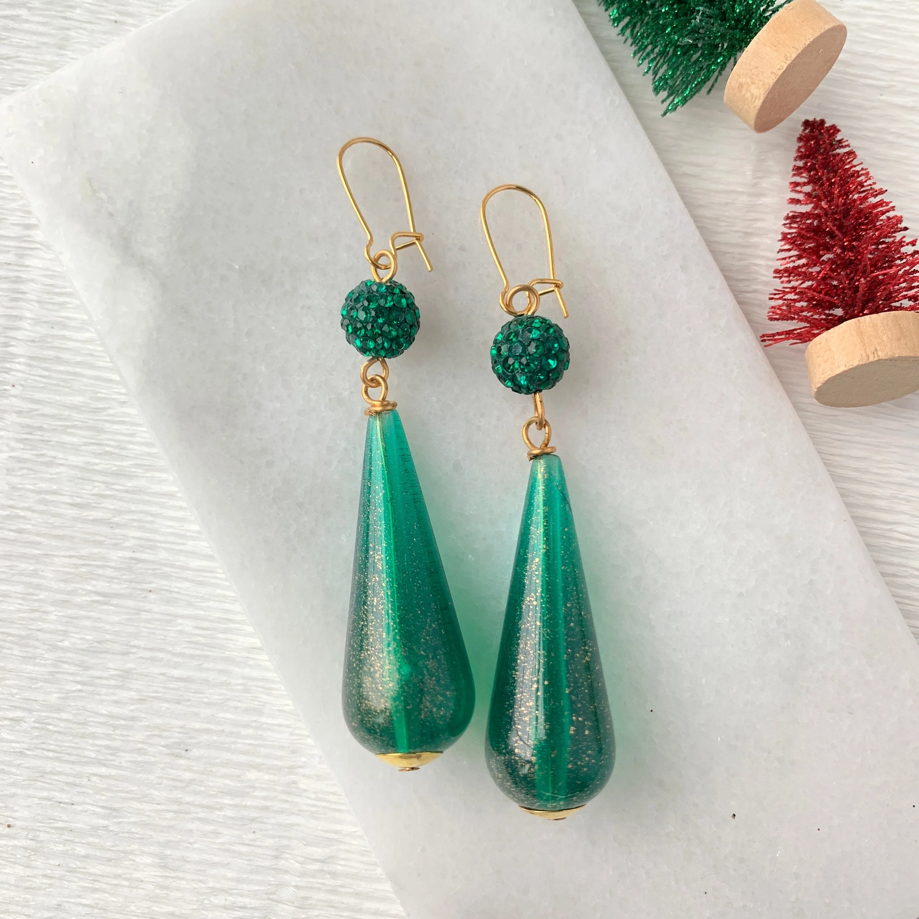 Teardrop Pave Rhinestone Earrings - 3 Color Options!