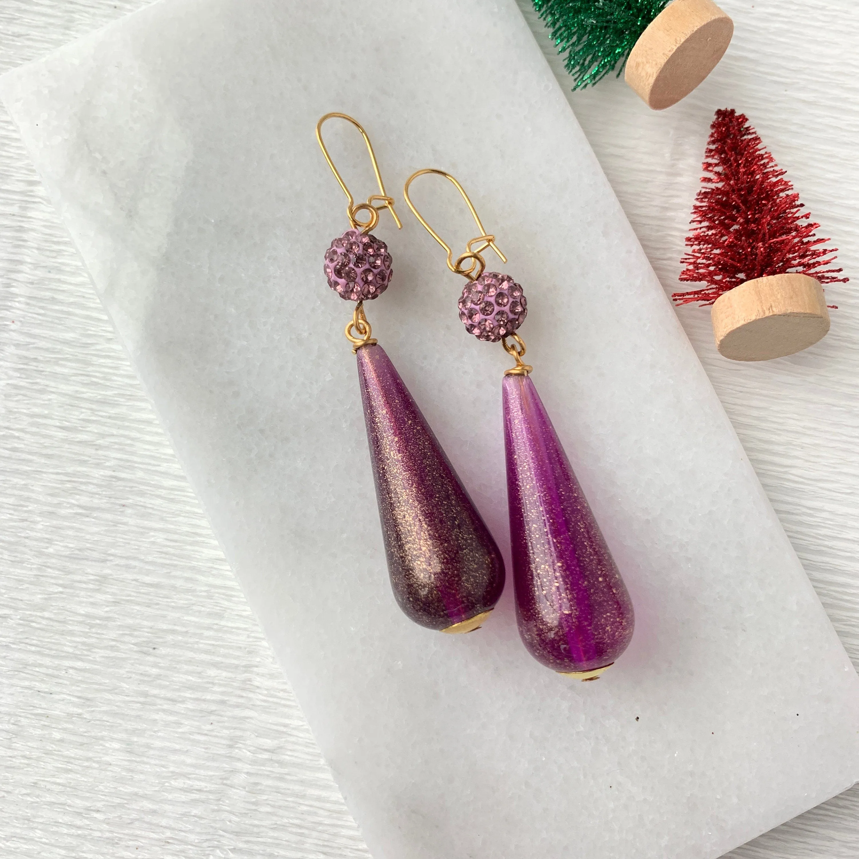 Teardrop Pave Rhinestone Earrings - 3 Color Options!
