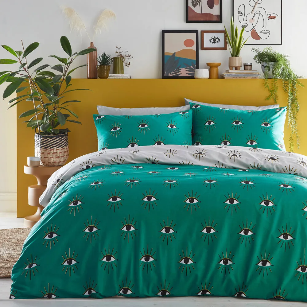 Theia Abstract Eye Duvet Cover Set Jade