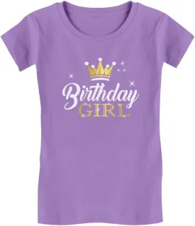 Tstars Princess Crown Birthday Girl Shirt Gifts for 3rd 4th 5th 6th 7th 8th 9th Bday Girls Kids Fitted T-Shirt