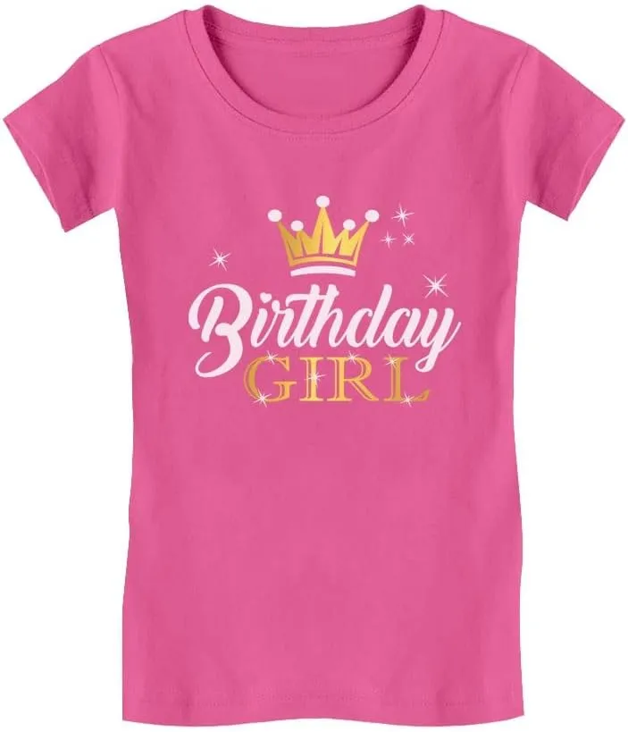 Tstars Princess Crown Birthday Girl Shirt Gifts for 3rd 4th 5th 6th 7th 8th 9th Bday Girls Kids Fitted T-Shirt