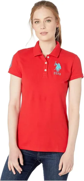 U.S. Polo Assn. Women's Neon Logos Short Sleeve Polo Shirt