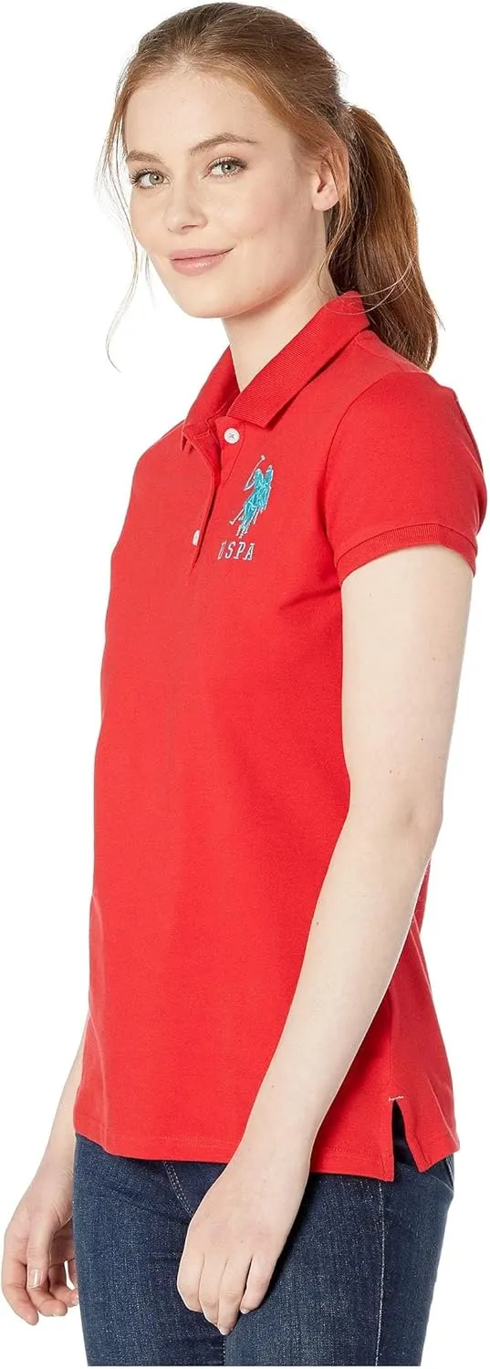 U.S. Polo Assn. Women's Neon Logos Short Sleeve Polo Shirt