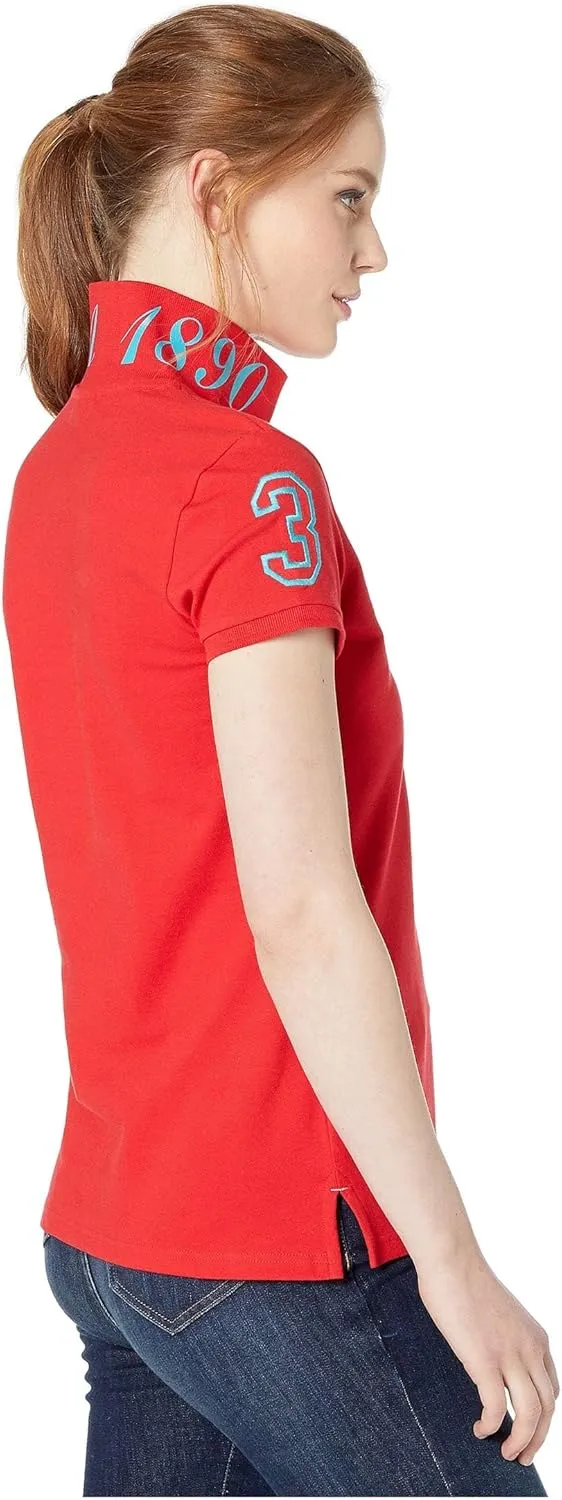 U.S. Polo Assn. Women's Neon Logos Short Sleeve Polo Shirt