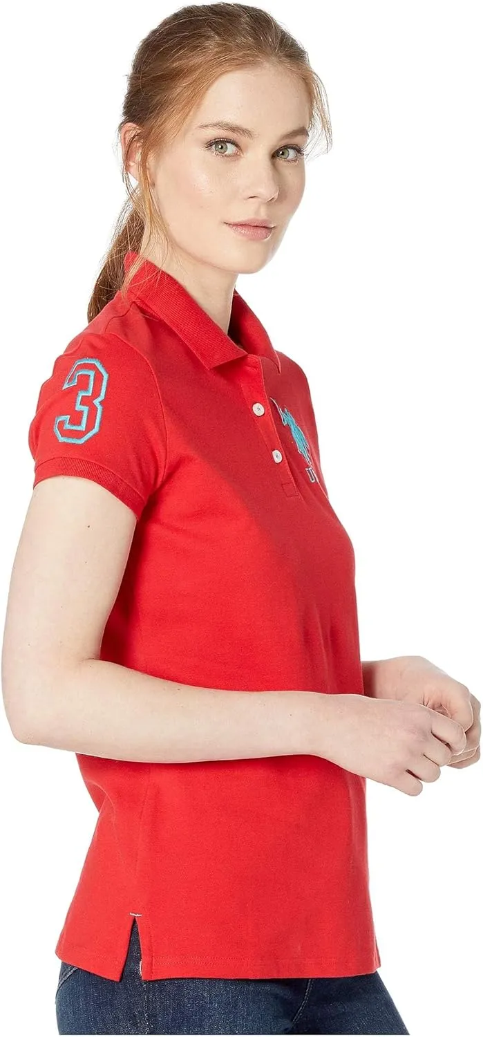 U.S. Polo Assn. Women's Neon Logos Short Sleeve Polo Shirt